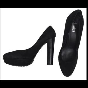 Charles David black suede platform pinup heels ultra high pumps
